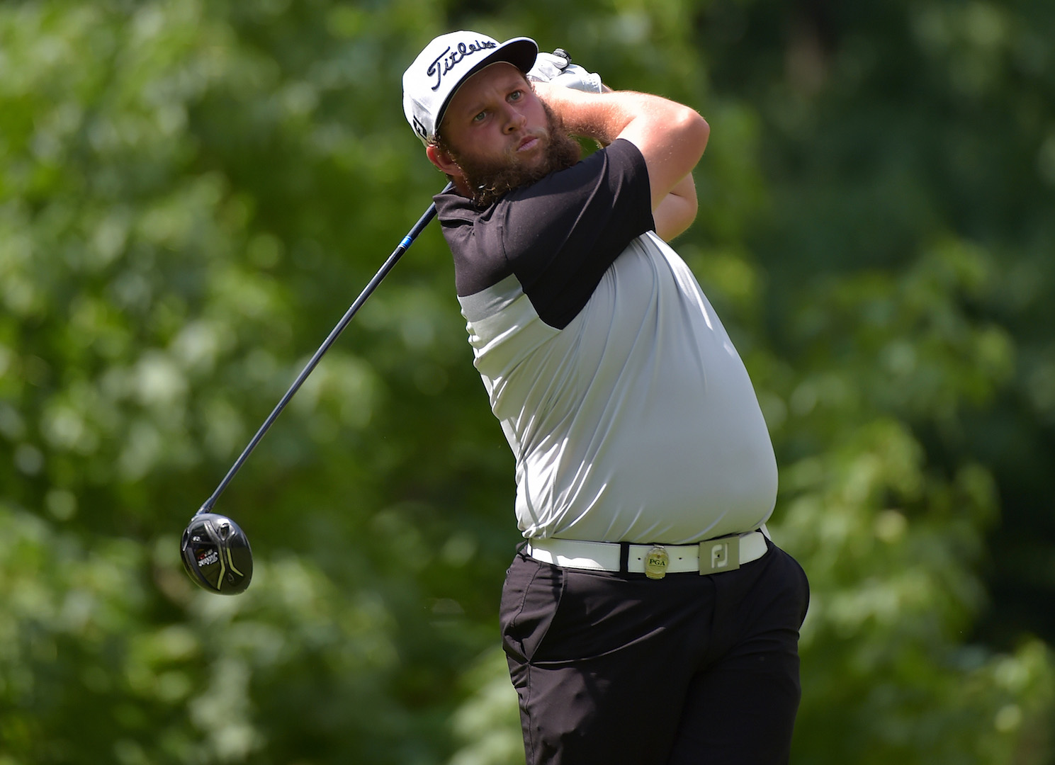 SPRINGFIELD, NJ - JULY 29: Andrew Johnston of England plays his shot from the third tee during the second round of the 2016 PGA Championship at Baltusrol Golf Club on July 29, 2016 in Springfield, New Jersey. (Photo by Drew Hallowell/Getty Images)